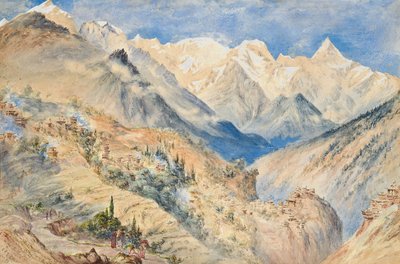 The Khylas Peaks and Village of Pangi Three Miles Above CHINE on the Sutledge by Constance Frederica Gordon Cumming