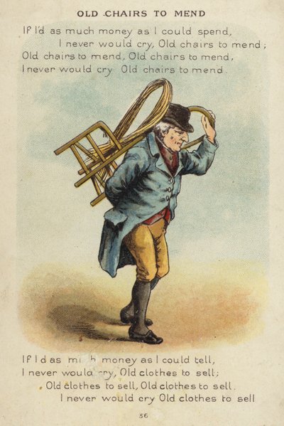Nursery Rhyme: Old Chairs To Mend (chromolithograph) by Constance Haslewood