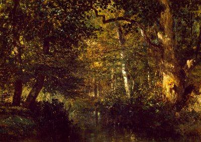 Creek in forest by Constant Emile Troyon