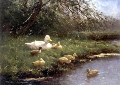 A family of ducks by a river by Constant Artz