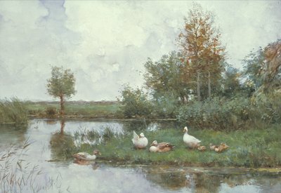 Ducks in a River Landscape by Constant Artz