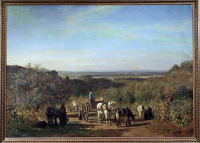 Harvest on the Banks of the Seine at Suresnes by Constant Emile Troyon