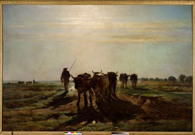 The Oxen Going to the Plowing, Morning Effect by Constant Emile Troyon