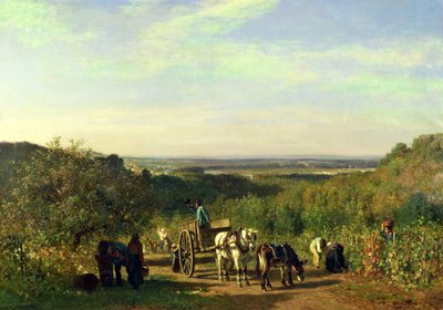 View from the Hilltops of Suresnes or, The Grape Harvest at Suresnes by Constant Emile Troyon
