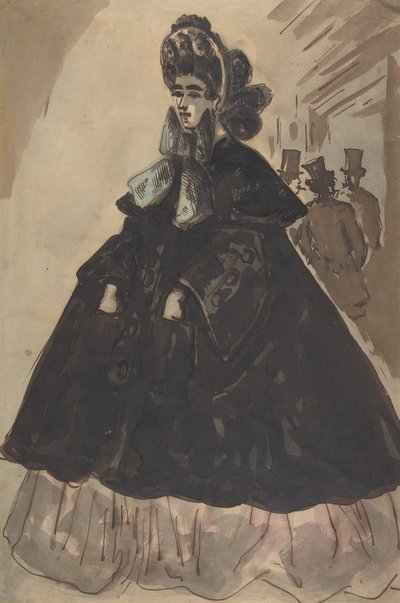A Lady in a Bonnet and Coat by Constantin Guys