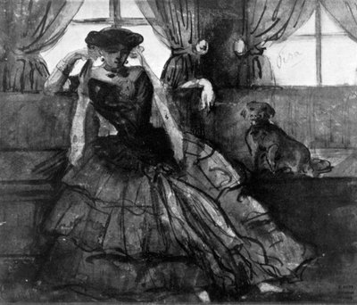 A Lady with her Dog by Constantin Guys