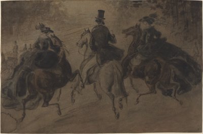 Cavalier and Two Ladies on Horseback by Constantin Guys