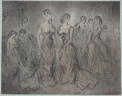 Interior Scene of a Public House, Women and Men, circa 1875 by Constantin Guys