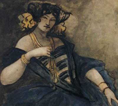 Seated, Elegantly Dressed Woman, Half-Figure by Constantin Guys