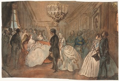 The Empress Eugénie Receiving the Diplomatic Corps after the Birth of the Imperial Prince by Constantin Guys