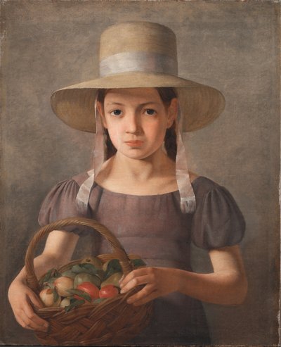 A Girl with Fruits in a Basket by Constantin Hansen