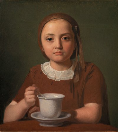Little Girl, Elise Købke, with a Cup in Front of Her by Constantin Hansen