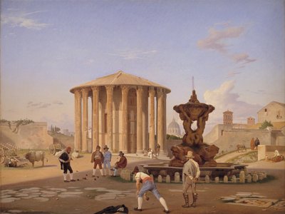 Piazza della Bocca della Verità with the So-Called Temple of Vesta in Rome by Constantin Hansen