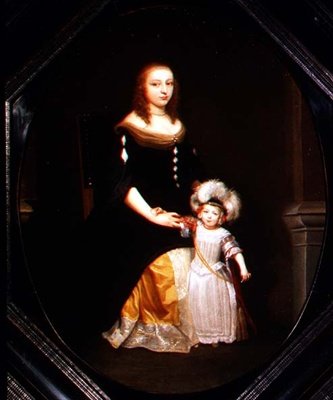 A Mother and Daughter in an Interior by Constantin Netscher