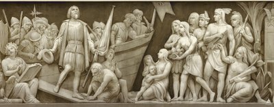 Landing of Christopher Columbus, The Frieze in the Rotunda of the United States Capitol, 1860-1873 by Constantino Brumidi