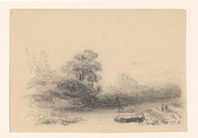 Landscape with Water and Rowboat by Constantinus Cornelis Huysmans (signed by artist)