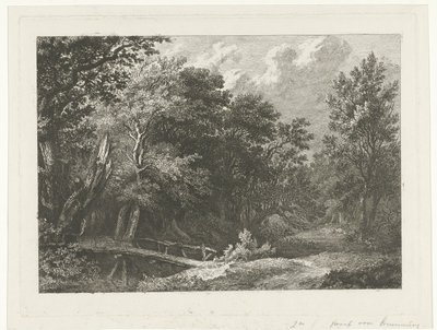 Forest Scene with Wooden Bridge by Constantinus Cornelis Huysmans