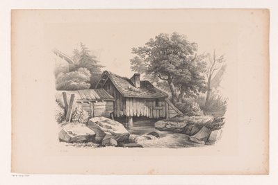 Wooden House Above River (The Landscape) by Constantinus Cornelis Huysmans