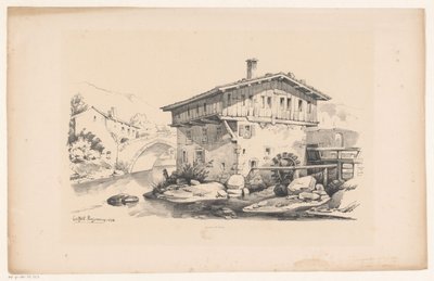 House with Watermill in Mountain Village by Constantinus Cornelis Huysmans