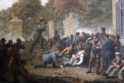 Revolutionary Barricade Facing the Park of Brussels During the Fighting Between Belgian Rebels and Dutch Forces in 1830 by Constantinus Fidelio Coene