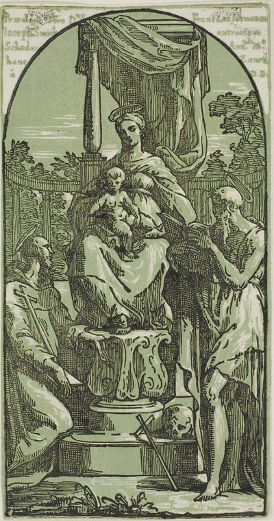 Madonna and Child Enthroned, St. Jerome and St. Francis by Conte Antonio Maria Zanetti the Elder