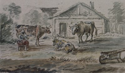 Cattle Standing before a Cottage by Copplestone Warre Bamfylde