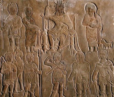 Relief Depicting a Deified Roman Emperor Receiving Homage from Egyptian Nomads by Coptic