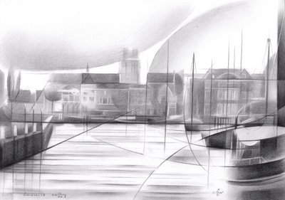 Abstract Harbor Scene by Corné Akkers