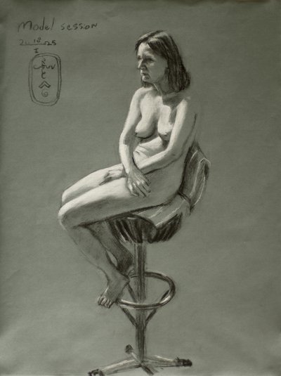 Charcoal Nude Study by Corné Akkers