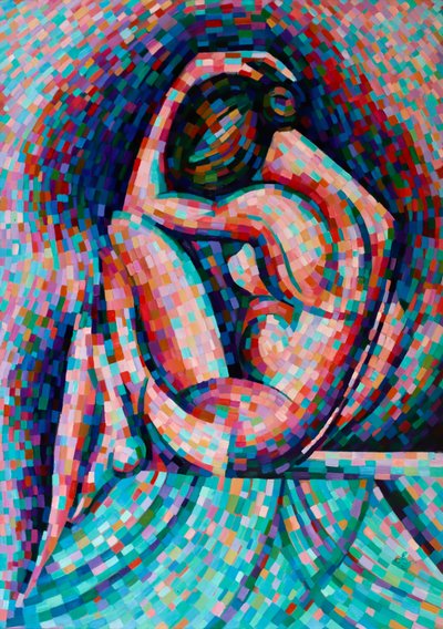 Contemplative Mosaic Woman by Corné Akkers