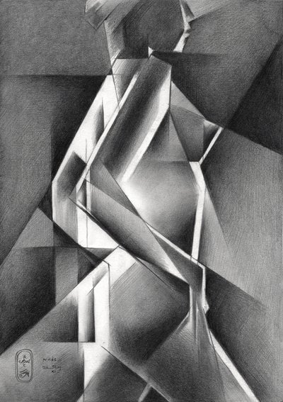Dynamic Cubist Figure by Corné Akkers