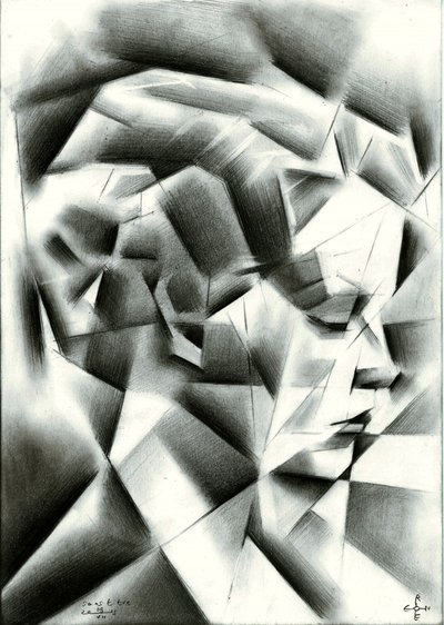 Dynamic Cubist Portrait by Corné Akkers