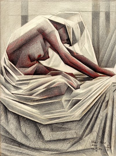 Melancholy Cubist Figure by Corné Akkers