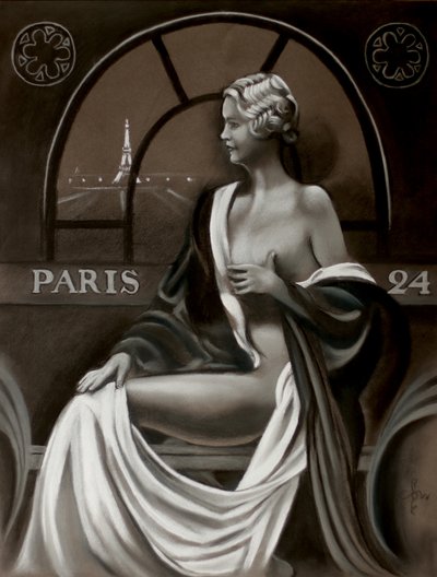 Parisian Woman Eiffel View by Corné Akkers