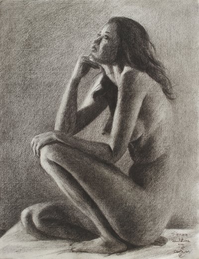 Pensive Nude Woman by Corné Akkers
