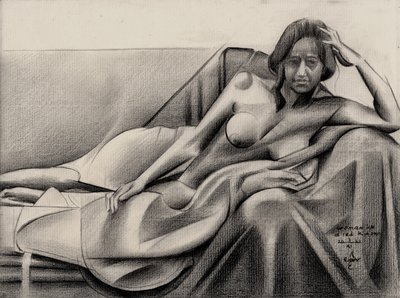 Pensive Reclining Figure by Corné Akkers