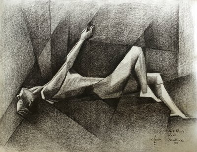 Reclining Cubist Figure by Corné Akkers