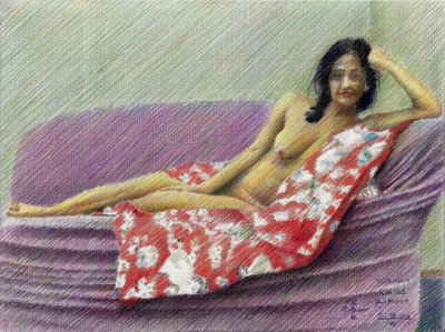 Reclining Nude Portrait by Corné Akkers