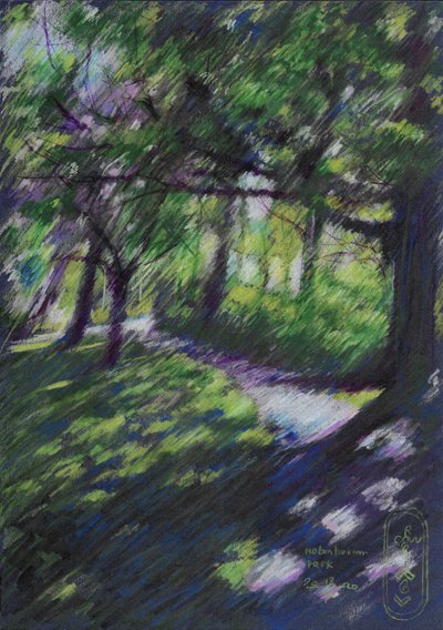 Sunlit Forest Path by Corné Akkers