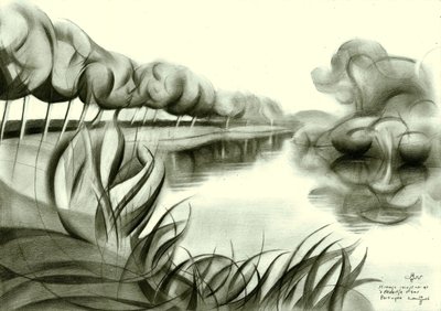 Tranquil River Sketch by Corné Akkers