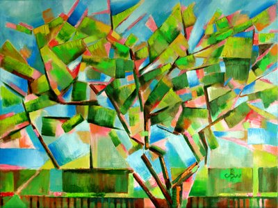 Vibrant Abstract Tree by Corné Akkers