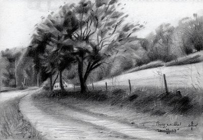 Winding Country Road Sketch by Corné Akkers