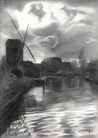 Windmill on Stormy Canal by Corné Akkers