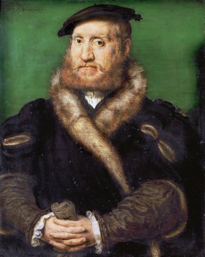 Portrait of a bearded man with fur coat by Corneille de Lyon