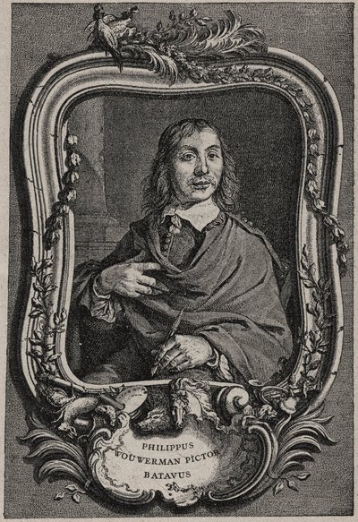 Portrait of Philips Wouwerman or Philippus Wouwermans 1619-1668 Dutch painter - engraving by Nicolas-Gabriel Dupuis after Cornelis Visscher by Cornelis (after) Visscher