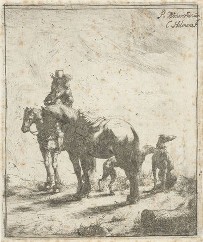 Rider with Two Horses and Two Dogs by Cornelis A. Hellemans