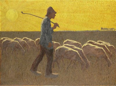 Shepherd with Sheep by Cornelis Albert van Assendelft