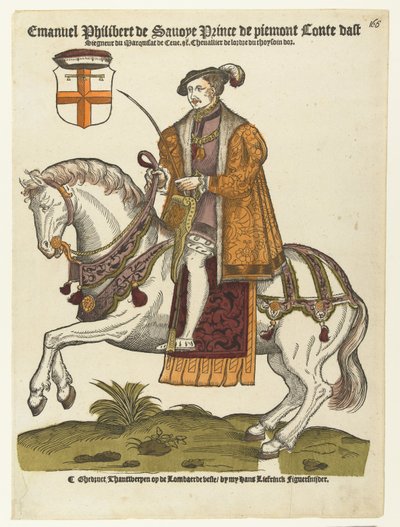 Portrait of Emanuel Philibert of Savoy on Horseback by Cornelis Anthonisz. (manner of)