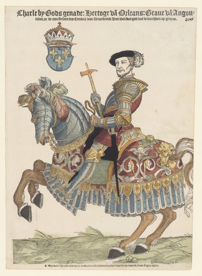 Portrait of Charles of Orléans on Horseback by Cornelis Anthonisz. (manner of)