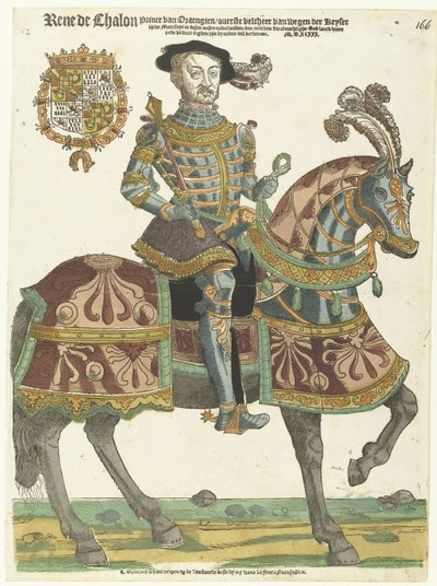 Portrait of René de Châlon on Horseback by Cornelis Anthonisz. (manner of)